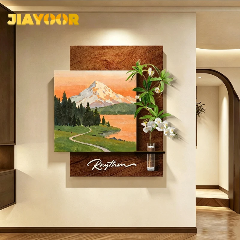 Modern Living Room Led Entrance Luxury Mural Light Sandstone Decorative Painting Hydroponic Green Plants Home Appliance Lustre
