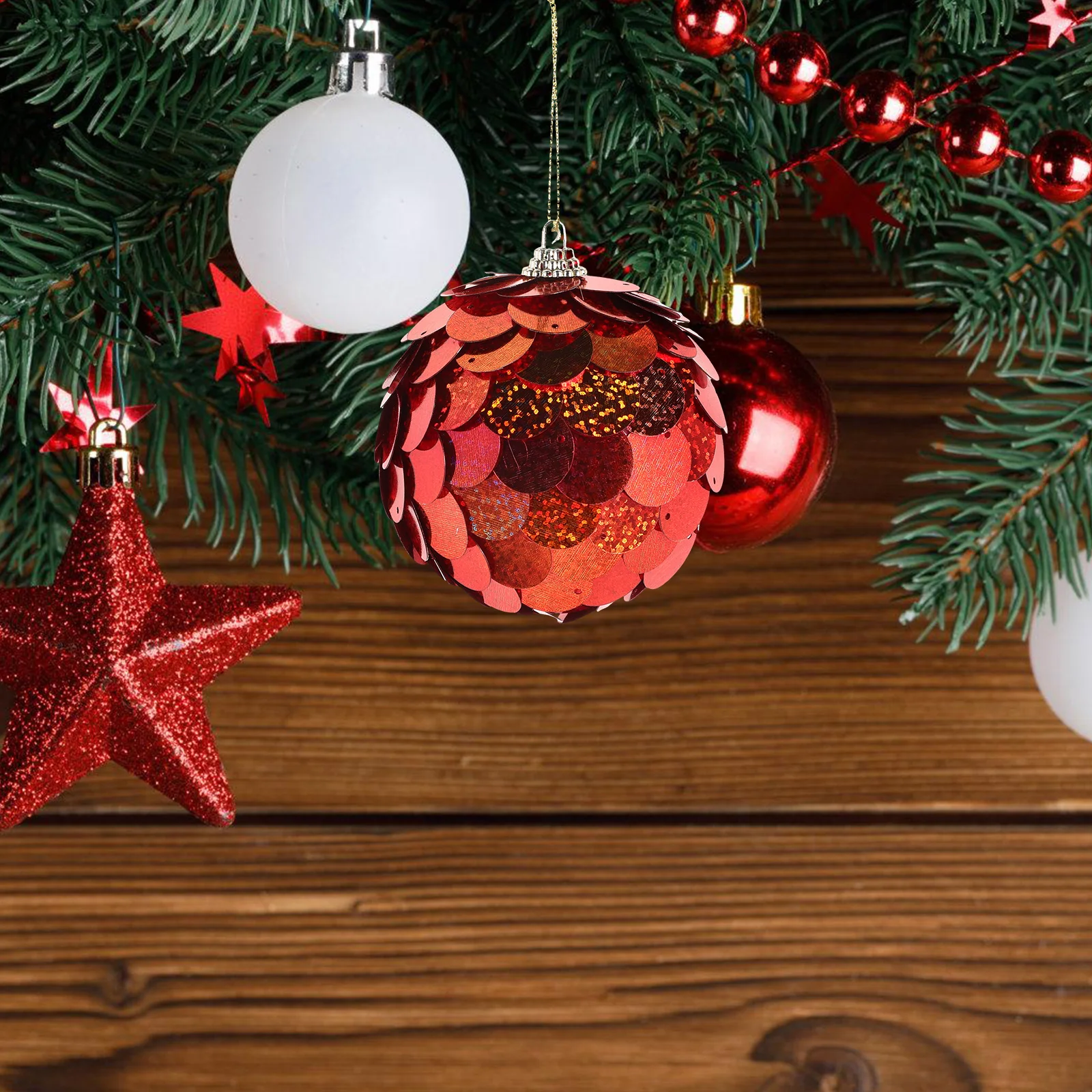 

Xmas Tree Ornament Set of 6 Sparkling Holographic Finish Strong Plastic Christmas Ball Ornament for Festive Tree Decorating Home