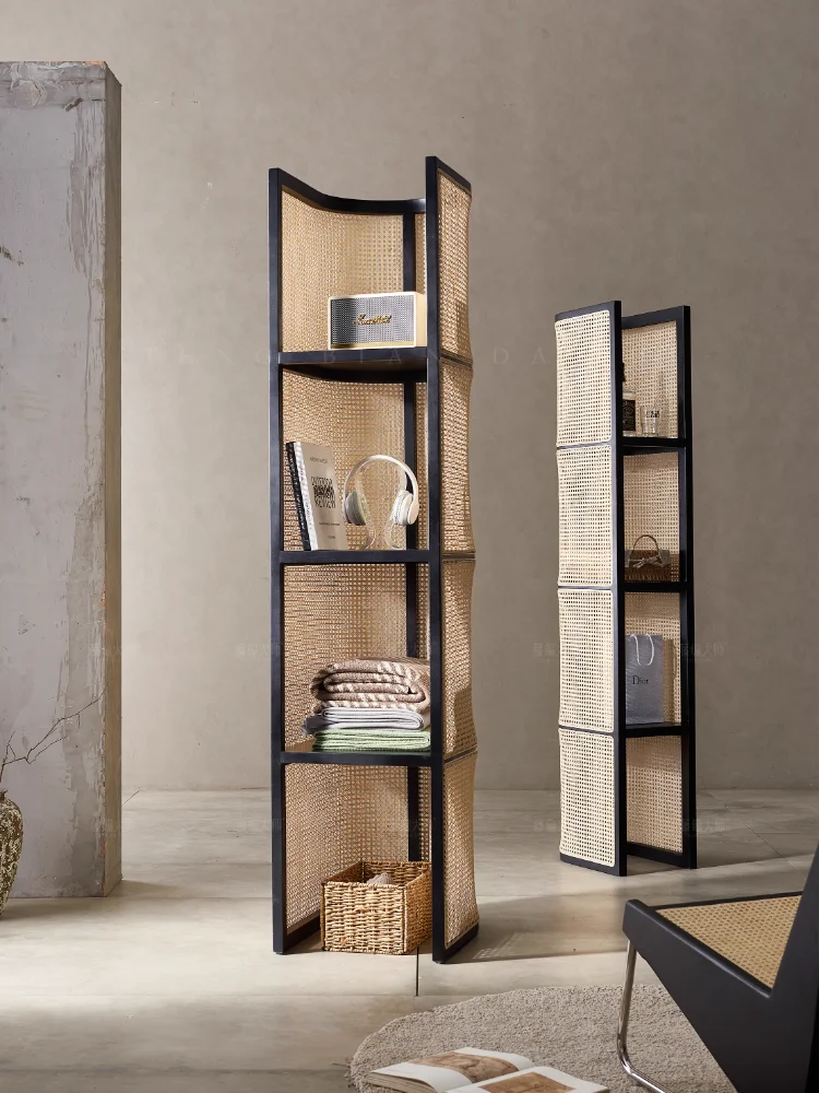 

Nordic Rattan Storage Rack Partition Floor Bookshelf Household Multi-Layer Storage Rack Product Display Stand