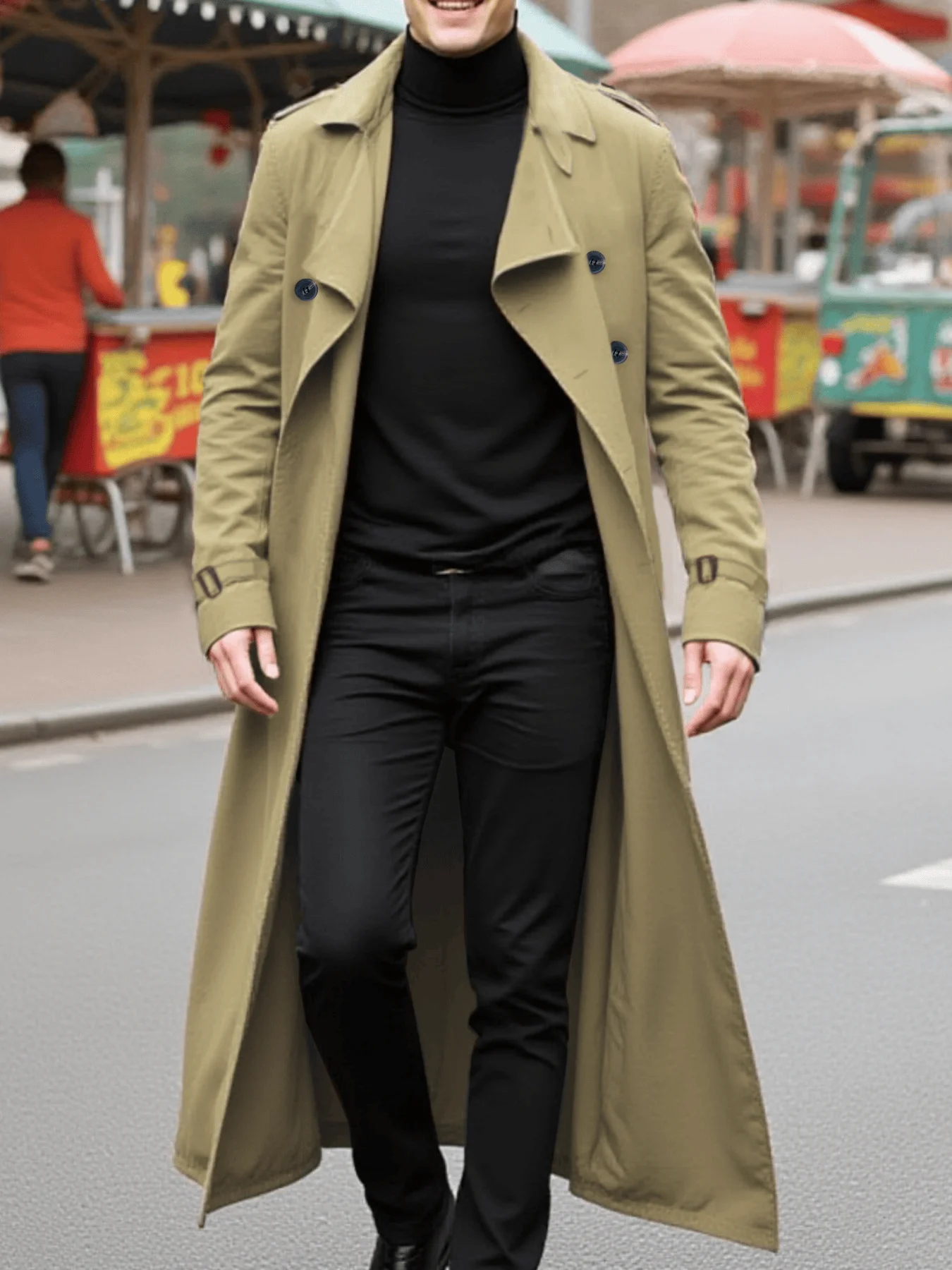 

Мужской модный плащ на осень, изысканные пуговицы, деловой повседневный стиль, европейский и американский тренд