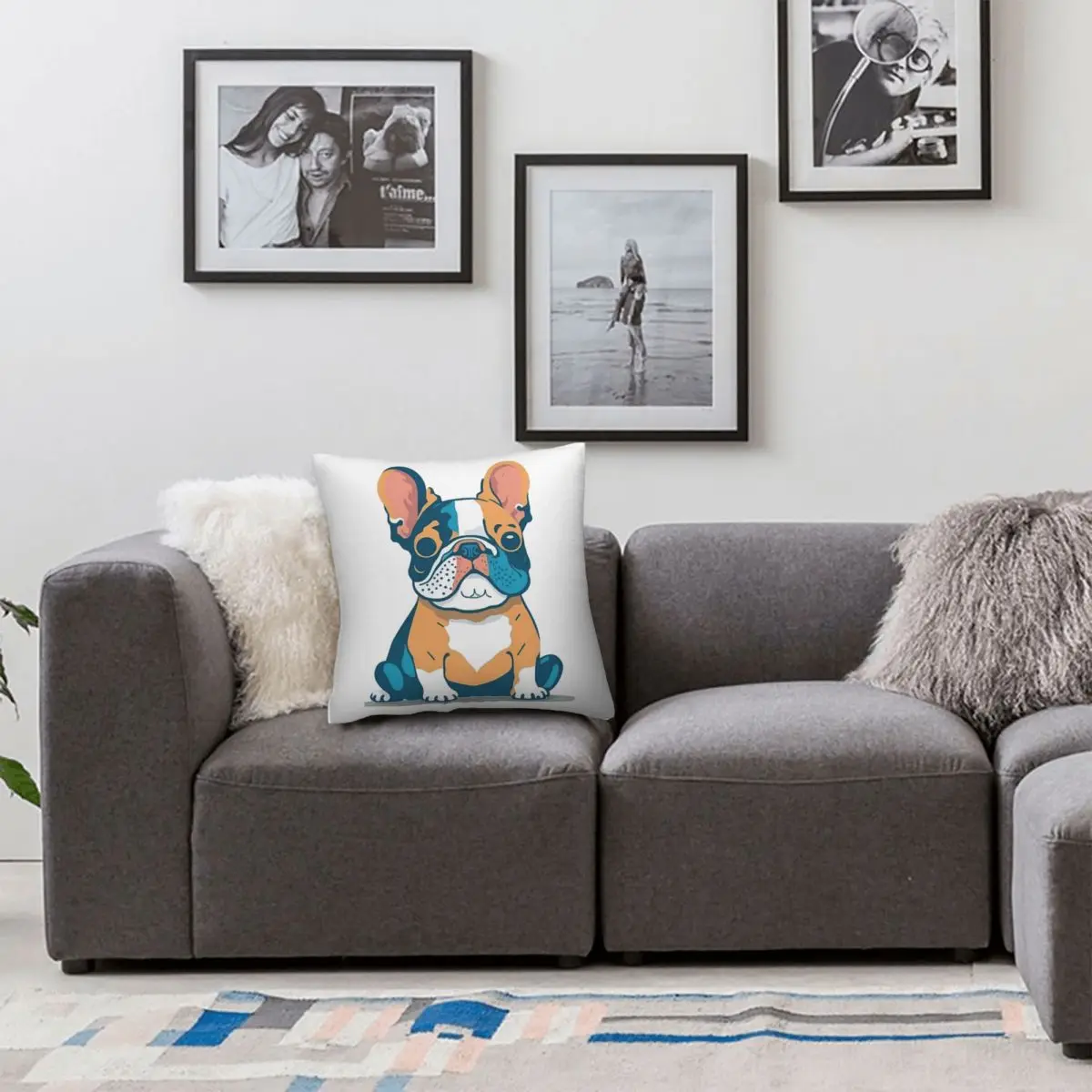 Baby French Bulldog Pillowcase Double-sided Printing Polyester Cushion Cover Decor Dog Art Throw Pillow Case Cover Home Zippered