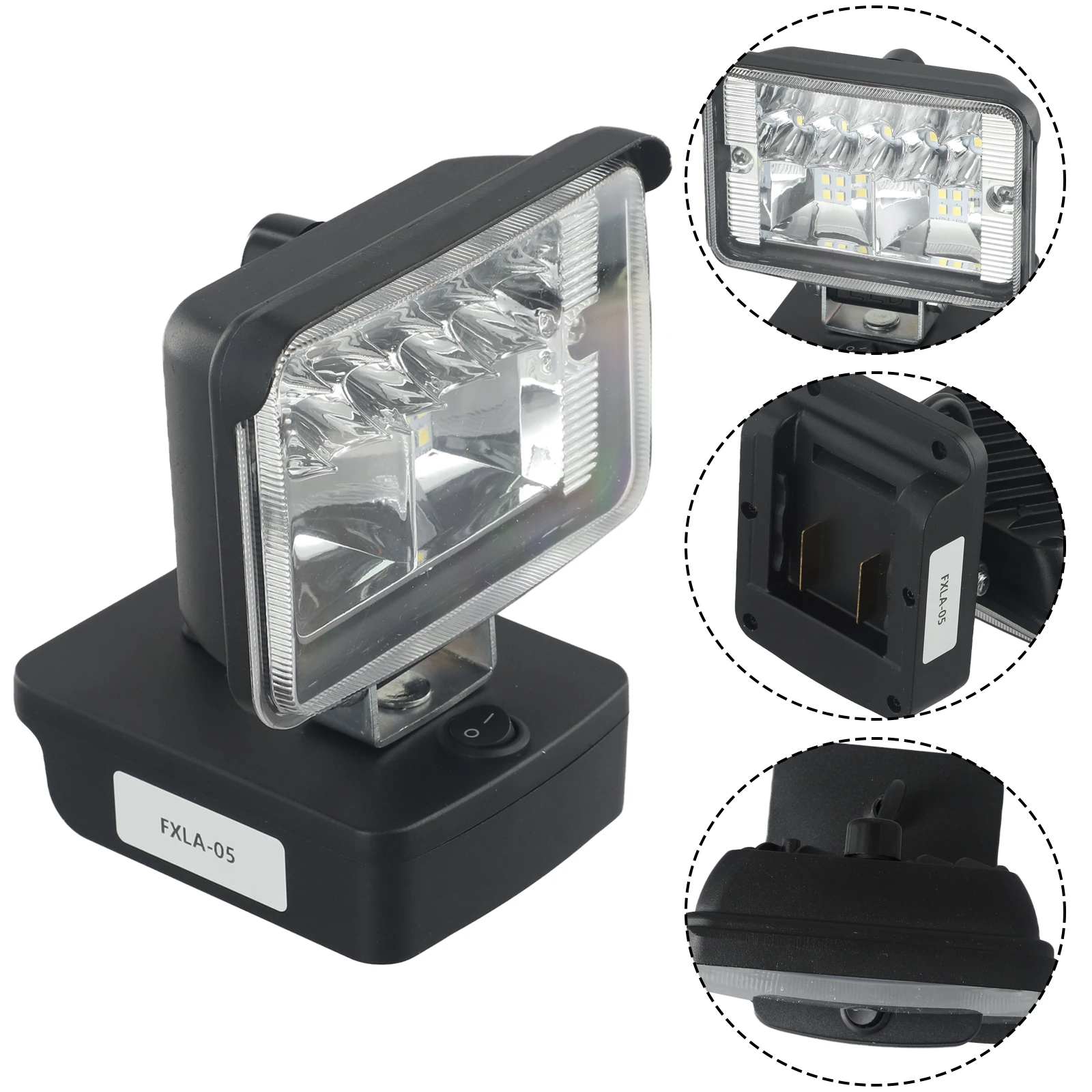 Wireless LED Work Light 1000LM Adjustable Head For 18V Li-ion For Battery Portable Outdoor Camping Construction Lamp B'lack