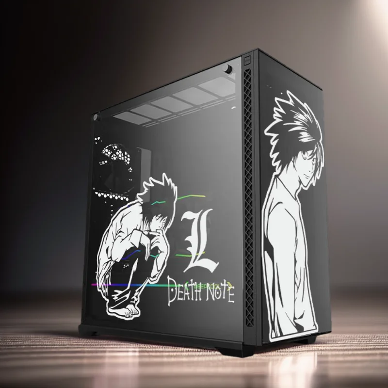 

L·Lawliet Anime Stickers for Atx PC Case,Japanese Cartoon Decor Decals for Gaming Computer Chassis Skin,Waterproof