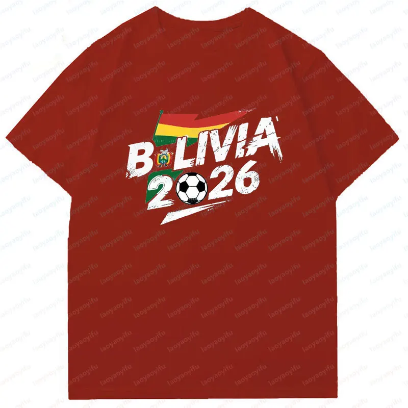 Bolivia Soccer Fan 2026 Mens T-Shirt Bolivia Flag Football Graphic Tee Football Game Day Apparel Cotton Tops National Pride Gift