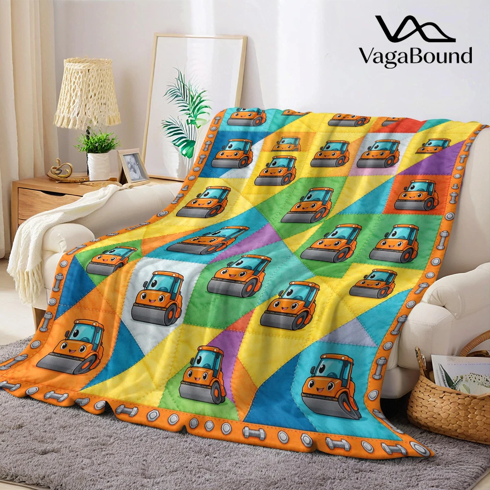 Orange Roller Diamond Bolt Flannel Blanket Perfect for Sofa Office Bed Travel Sleep Read Relax Camping Four Season Use