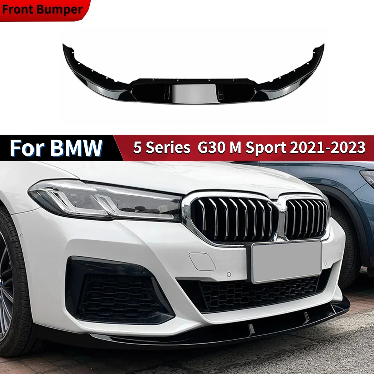 

Car Front Bumper Lip Chin Guard Diffuser Body Kits Trim Spoiler Diffuser For BMW 5 Series G30 M Sport 525i 530i 540i 2021-2023