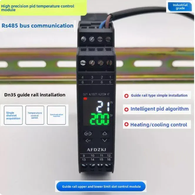 DIN Rail PID Temperature Controller with RS485 4-20mA Alarm Module