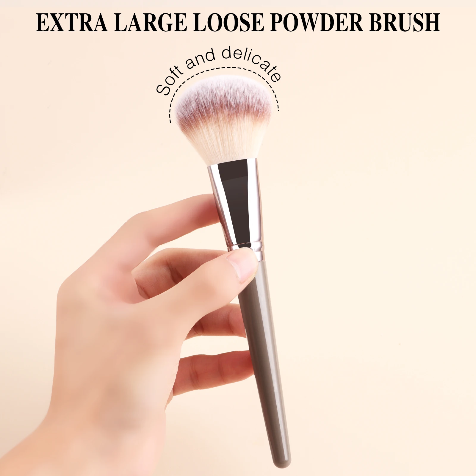 Multifunktionaler Kabuki-Pinsel, einzelnes Puder, Kontur, Rouge, Foundation, Make-up-Pinsel, flauschiger und weicher Schönheitswerkzeug mit rundem Kopf