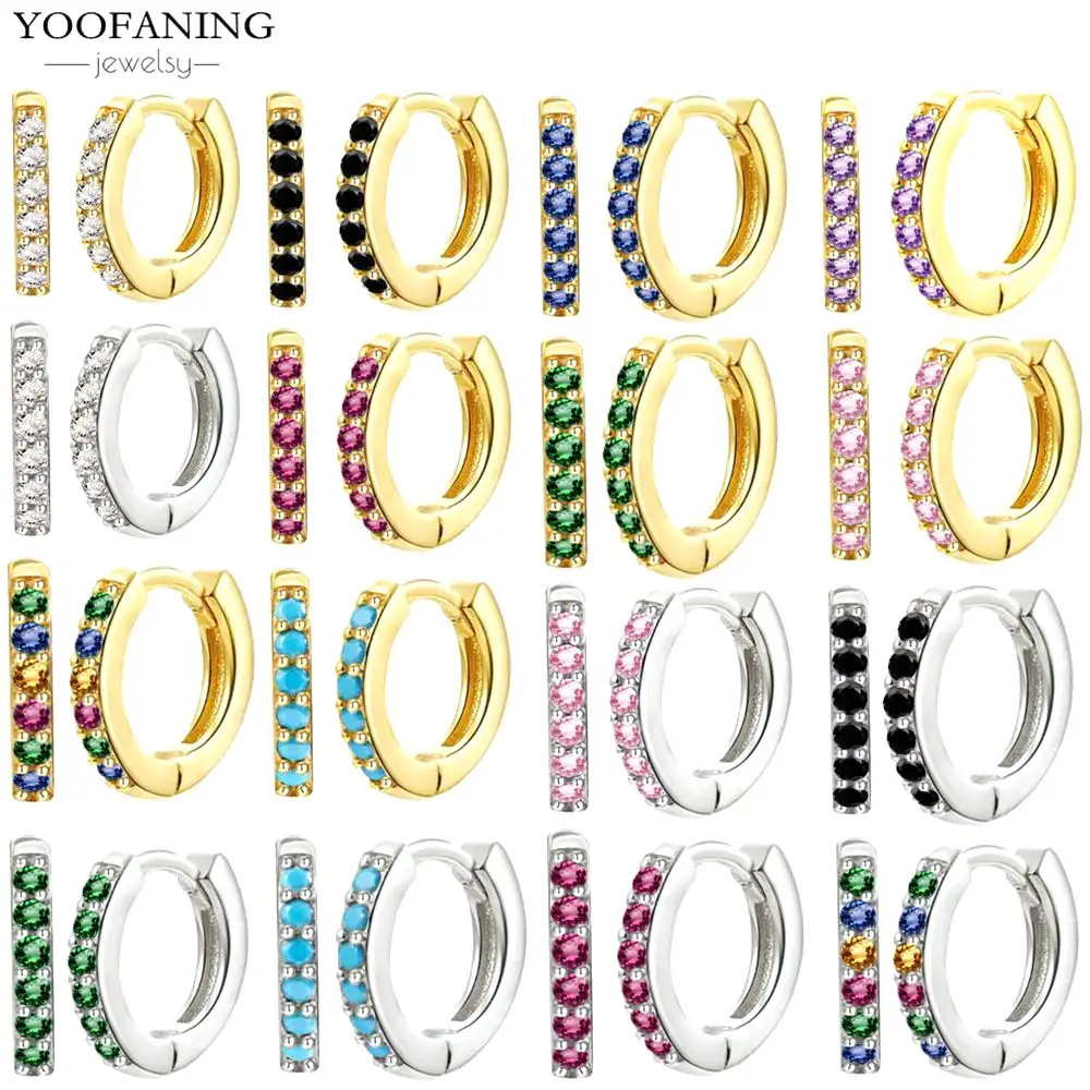 

925 Sterling Silver Needle Fashion and Exquisite Shiny Zircon Perforated hoop Earrings for women Party Wedding Jewelry Gifts
