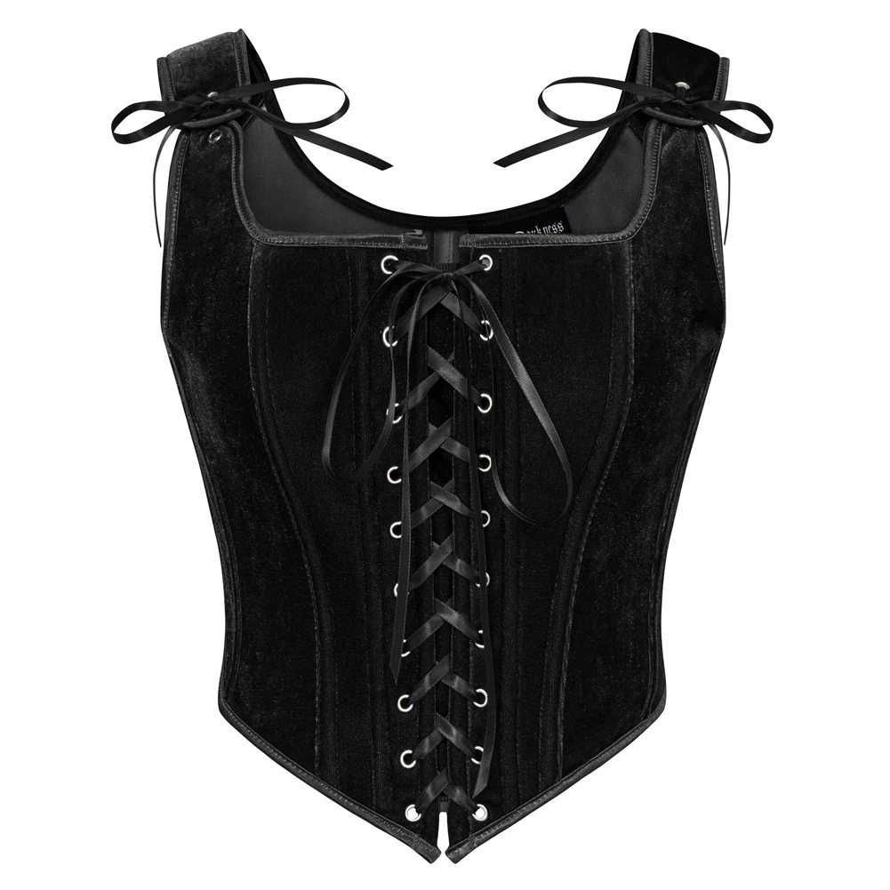 

SD Corset Top For Women Renaissance Velvet Corset 12 Bones Square Neck Lace-up Front Vest