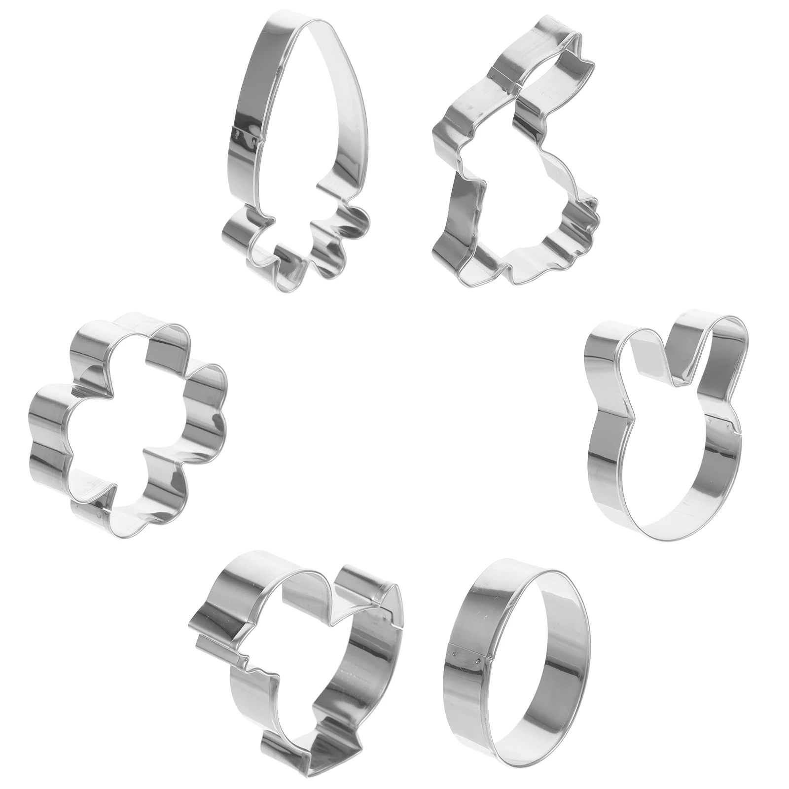 

6 Pcs Stainless Steel Biscuit Mold Set Easter Rabbit Carrot Egg Duck Cookie Cutters Reusable Baking Supplies Easy Clean