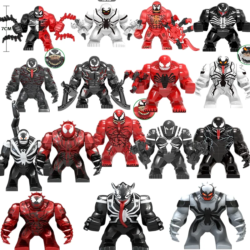 Wunder Anime Charaktere, Baustein Superhelden, komplette Serie von Spider Man Charaktere, Gift, Puppenspiel zeug, Baustein