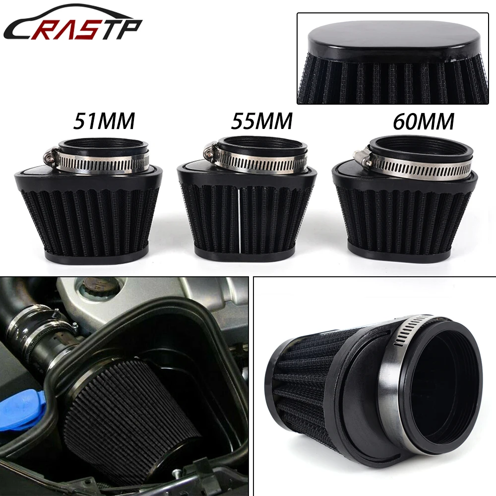 RASTP-Universal Air Filter 51mm/55mm/60mm Cleaner Oval Round Tapered Cone Clamp for Most Motorcycle RS-OFI100