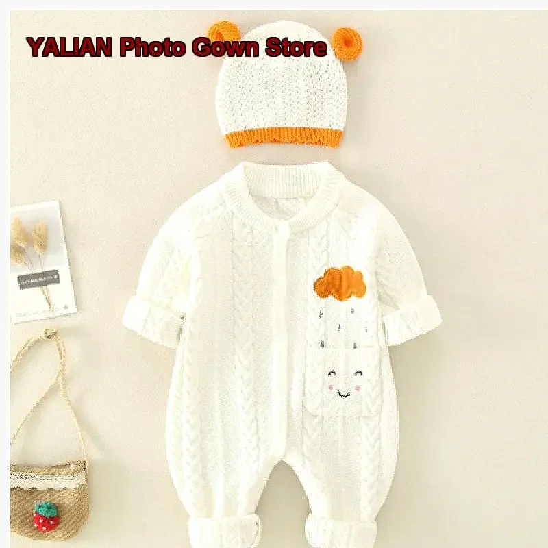 Infant Bodysuit Newborn One-Piece Dress Knit Romper Cloud Pattern Little Kids