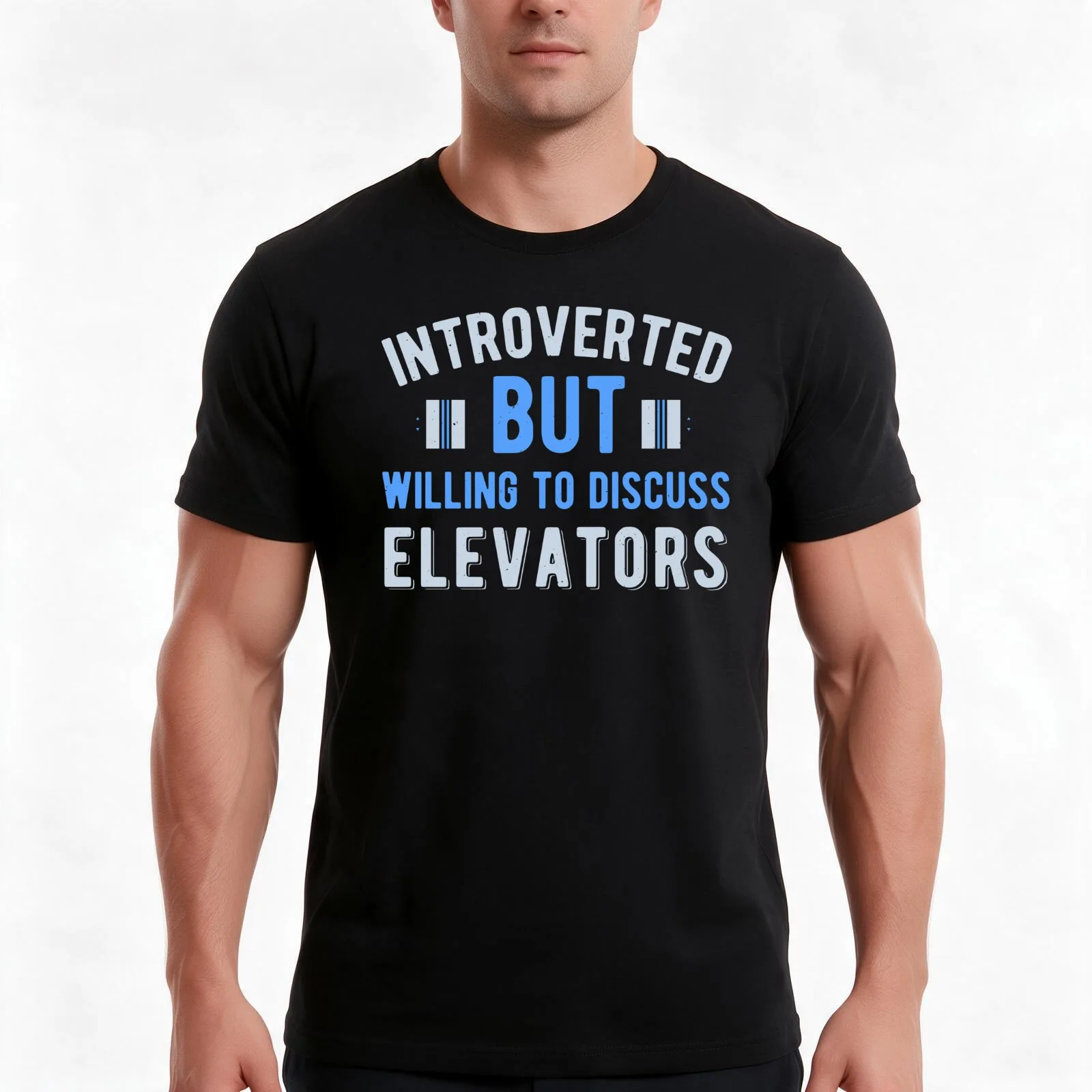 Funny Elevator T-Shirt Summer Casual Cotton Tee Oversized Streetwear Tops Vintage Graphic Print Loose Fit Short Sleeve