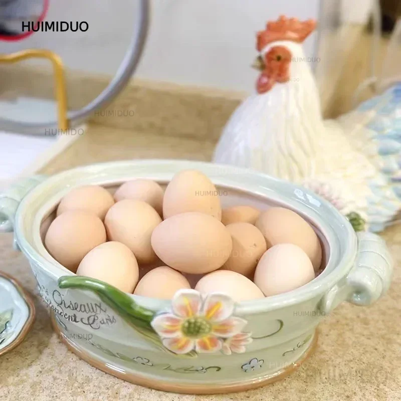Ceramic Hen Storage Jar Organizer Box Candy Cookie Snack jar Egg Organizer Box Home Decoration ornaments to send to friends