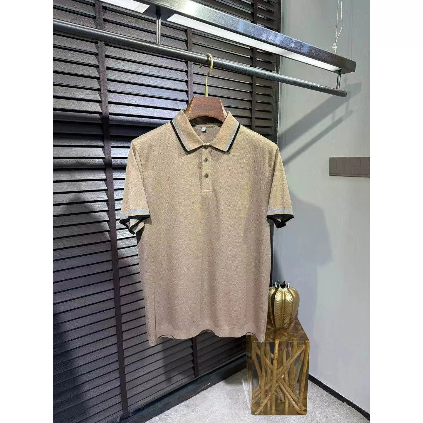 Italian BC 26ss embroidered old money men's lapel contrasting color short-sleeved tT-shirt POLO shirt