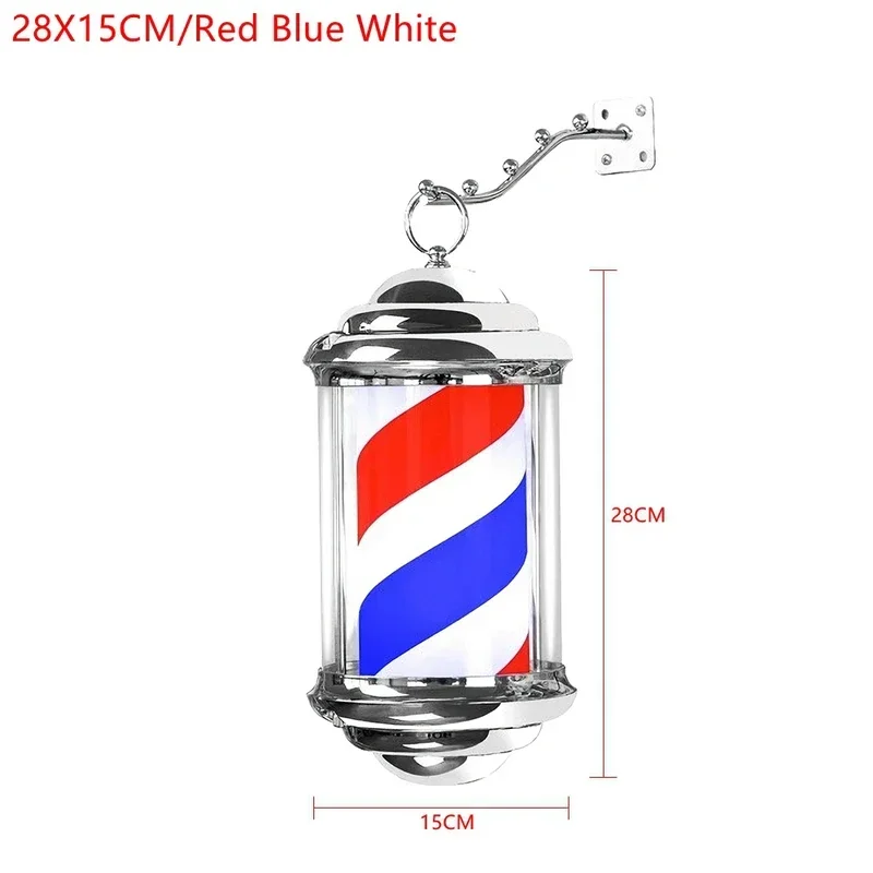 Rainproof Barber Pole LED Light Rotating Hair Salon Sign Wall Energy Mount Saving Wall Lamp Retro Style for Outdoor Indoor