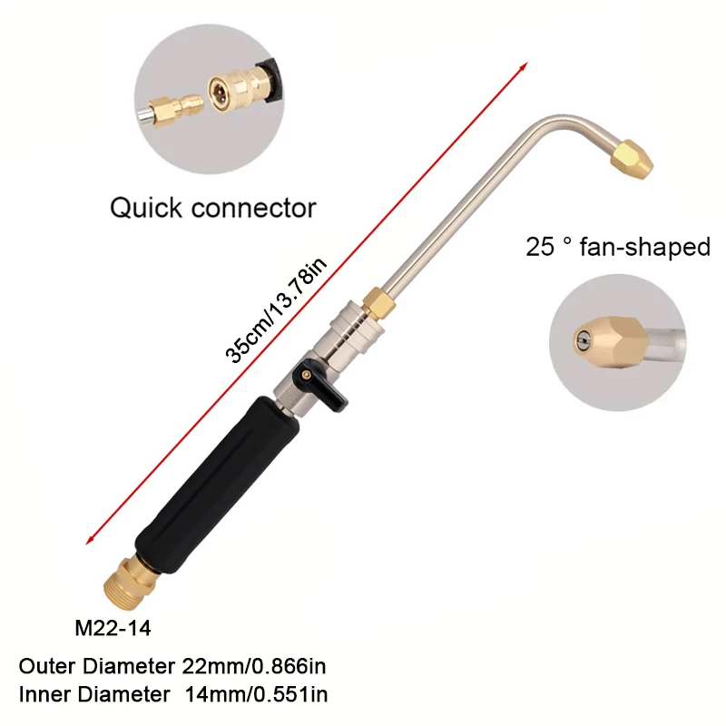 High Pressure Car Wash Hose Gun Kit Lightweight Spray Wand M22-14 Thread 25° Nozzle Interchangeable Nozzles for Cars Trucks RVs