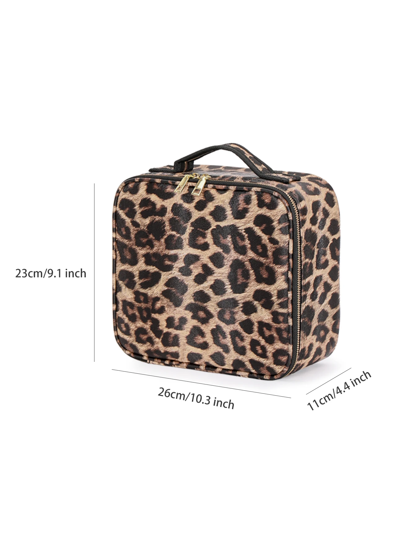 Makeup Bag with Mirror and Lights 3 Colors Dimmable LED Make up Case, Cosmetic Organizer Accessories Makeup Train Case LEOPARD