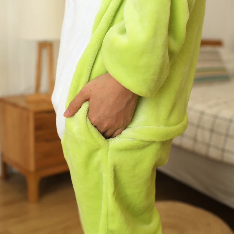 Pijama de franela con estampado de rana para hombre y mujer, conjunto de ropa de dormir cálida con estampado de animales, ideal para Halloween y