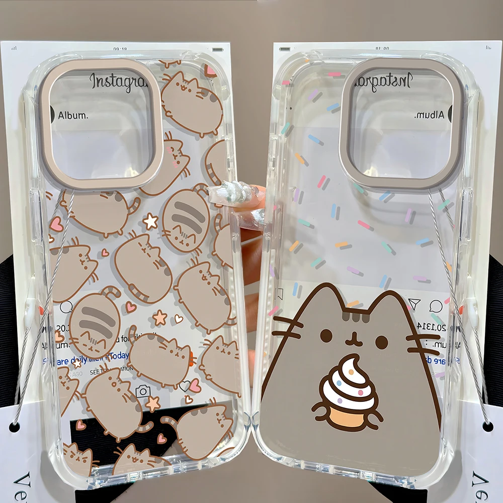 Capa de Telefone com Desenho de Donuts P-Pusheens Cat para Samsung Galaxy A37 A57 A16 A07 A17 A36 A26 A56 A55 A35 A25 A15 A54 A24 A14 A13 4G5G
