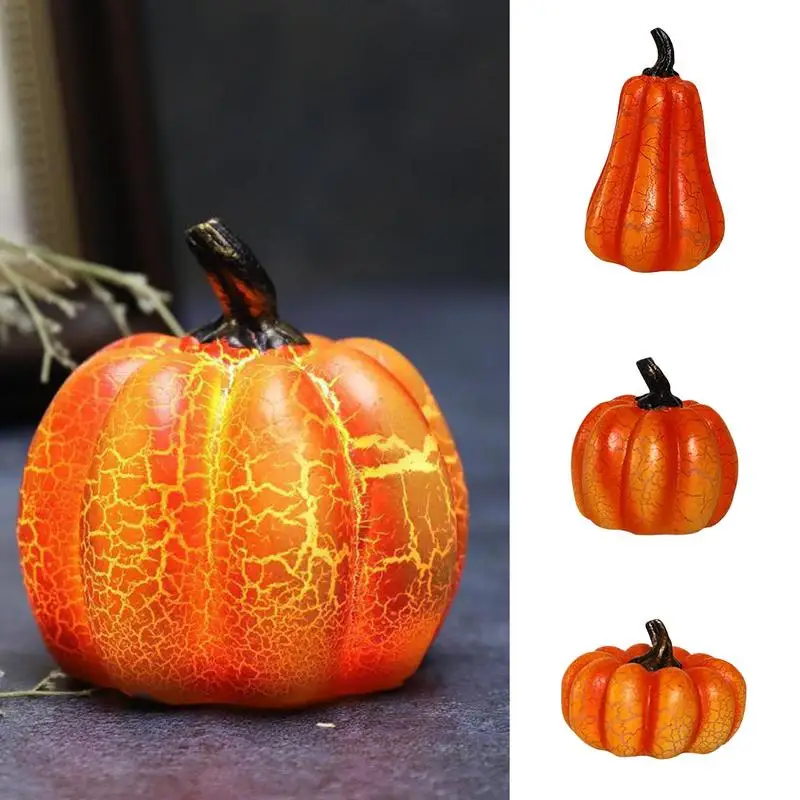 Halloween Led Pumpkin Lights Battery Operated Light Up Jack O Lantern Pumpkins Cracked Design Pumpkin Decorations For Entrance