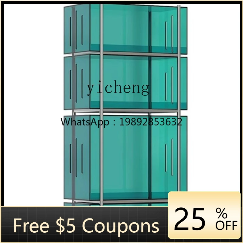 

ZZk Acrylic Bookshelf Shelf Floor Storage Living Room Display Cabinet Stainless Steel Multi-Layer Bookcase