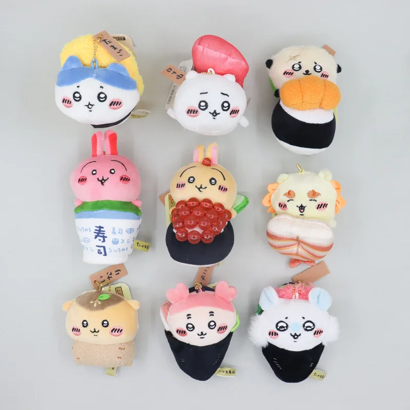 

New Anime Chiikawa Kurimanju Hachiware Sushi Series Plush Doll Keychain Outfit Coordination Car Rearview Mirror Charm Girl Gift