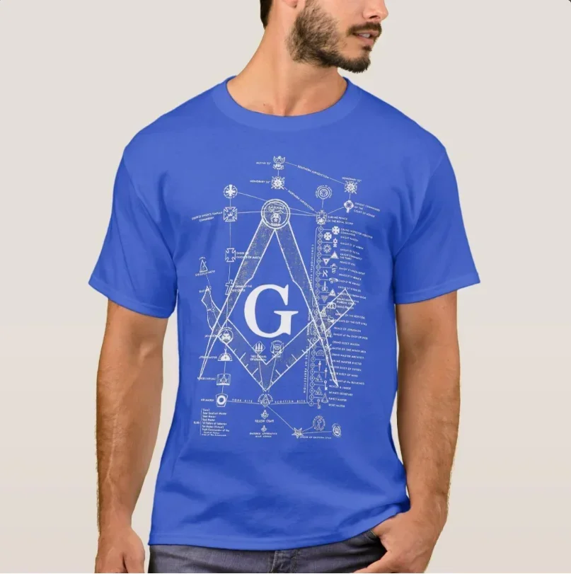 Structure of Freemasonry Freemason Square & Compasses Symbol Masonic T-Shirt 100% Cotton O-Neck Short Sleeve Casual Mens T-shirt