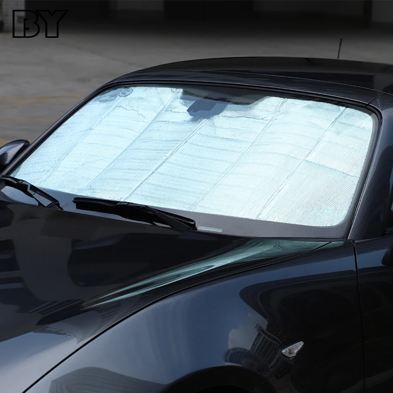 For Mazda MX-5 MX5 2016-23 Car Sun Block Sunscreen Insulation Car Sun Visor Curtain Summer Glass Reflective Mesh Cover Accessory