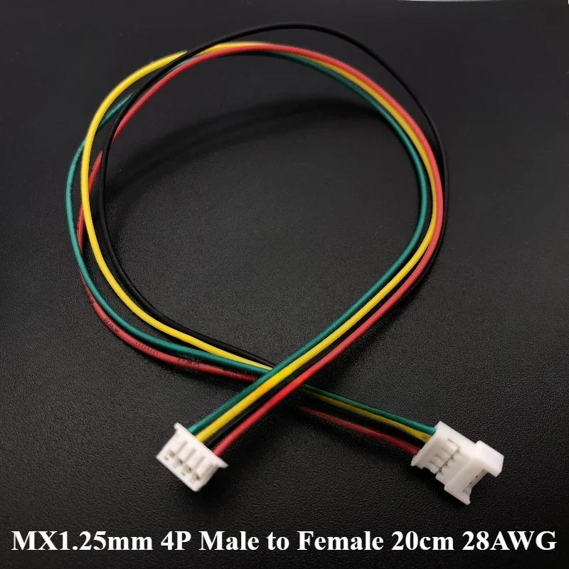 JST MX1.25 MX 1.25mm 와이어 케이블 커넥터, 1.25mm 피치 플러그, 20cm 와이어 길이 28AWG, 2 핀, 3 핀, 4 핀, 5/6 핀, 로트당 5 개, 10 개, 30 개, 50 개