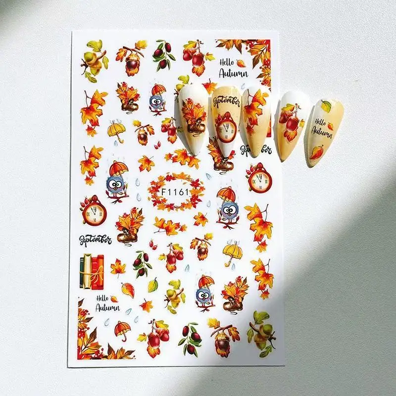 1 pz adesivo per unghie fiore 3D foglia d'acero [metallo forniture per nail art decalcomanie DlY adesivi colorati per decorazioni per nail art con farfalla