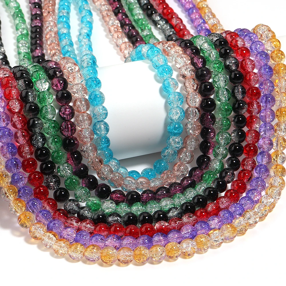 1 Strand Crystal Round Christmas Cracke Beads Dual Color Loose Spacer Glass Beads For Jewelry Making DIY Charm Bracelet Necklace