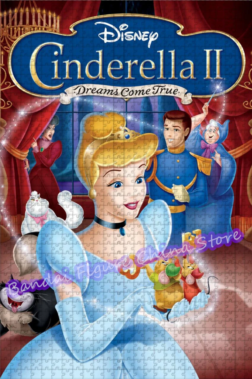 Disney Princess Cinderella 300/500/1000 Pieces Jigsaw Puzzles Cartoon Print Education Puzzle for Kids Christmas Birthday Gifts