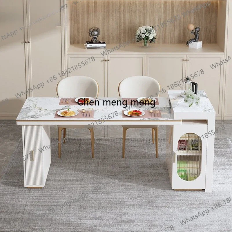 Rock Plate Dining Table Integrated Extendable Home Modern Light Luxury Dining Table With Storage Cabinet