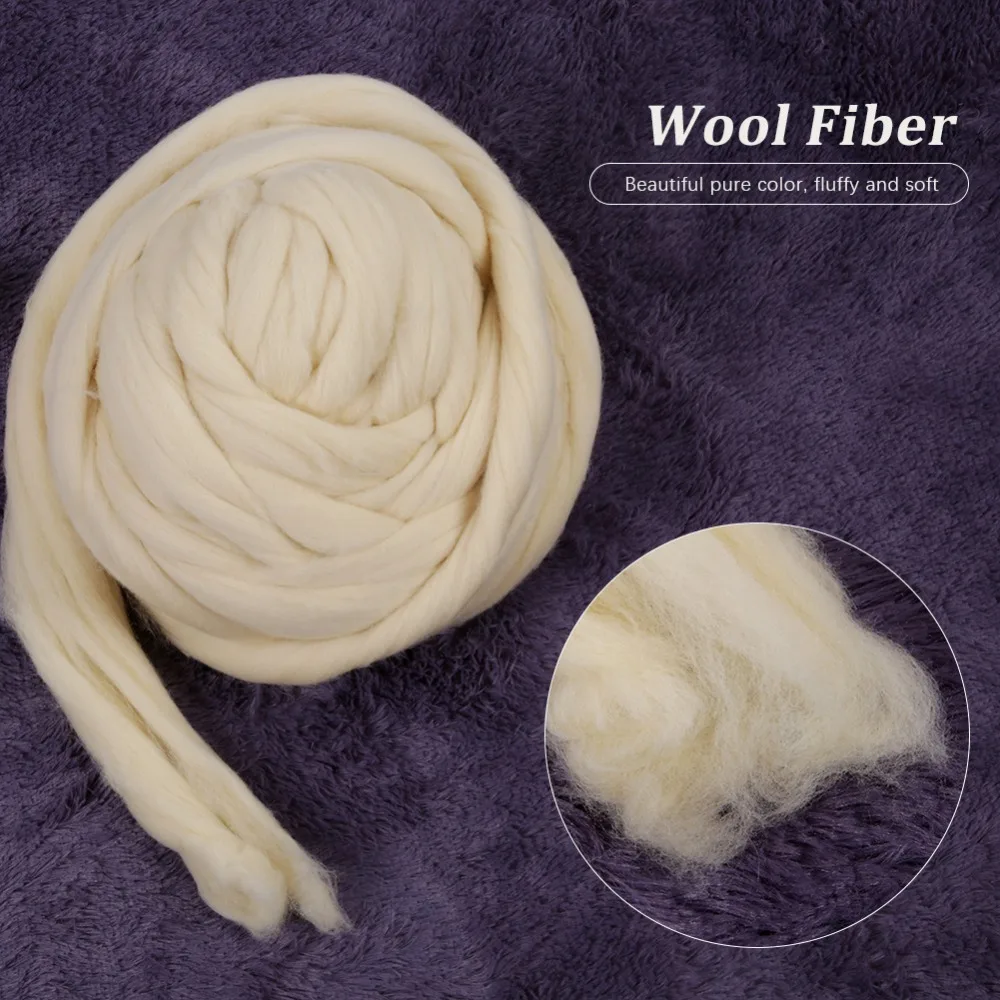 Soft White Wool Roving 8.8 oz Wool Spinning Wool Roving Needle Felting Wool For Wet Felting