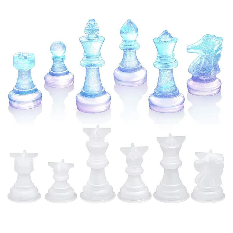 New Arrival Chess Resin Silicone Mold Crystal Drop Glue Diy Three-dimensional Chess Pieces, Chessboard Ornaments And Ornaments