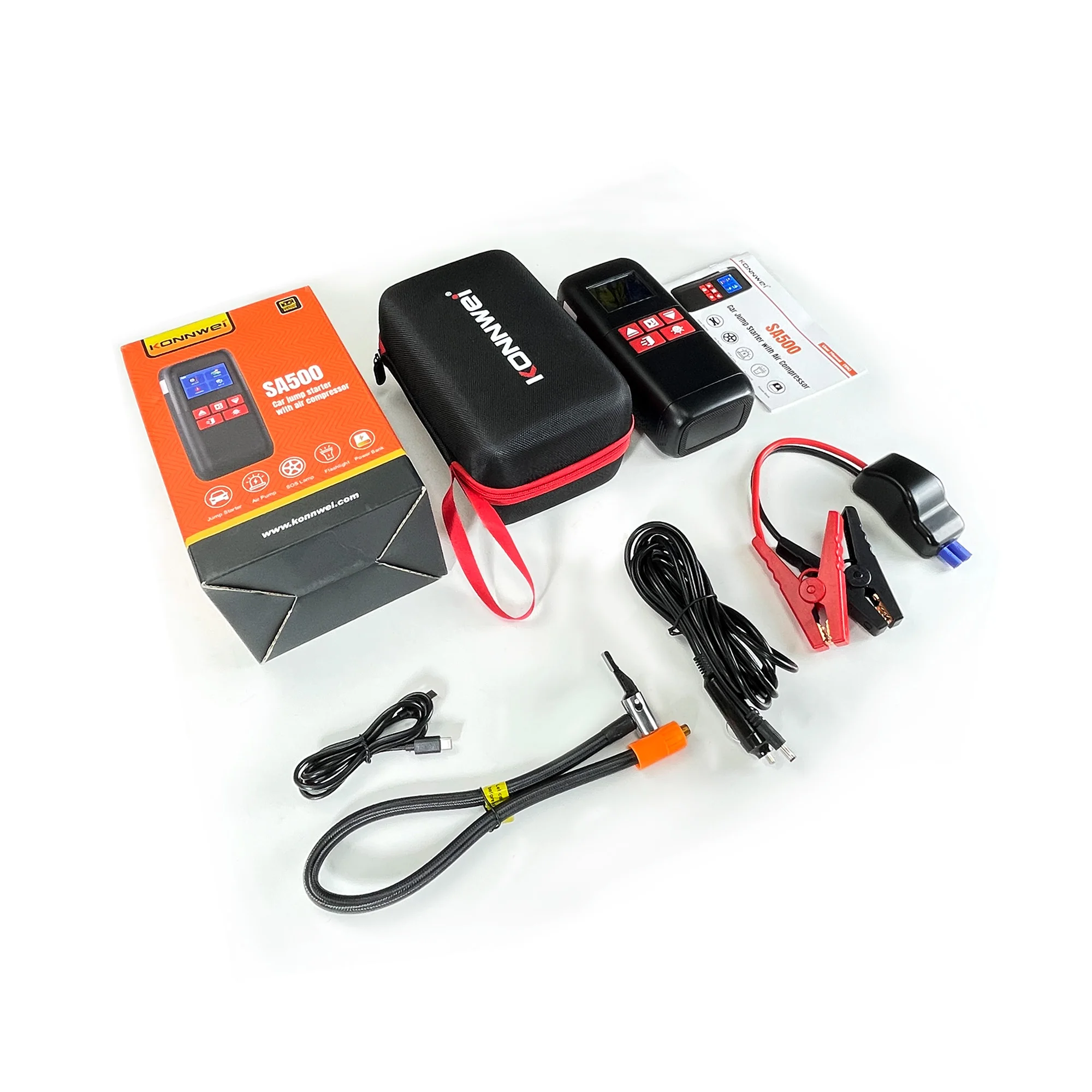 

TOP Car Jump Starter Pack SA500, 2000A 12V Digital Tire Inflator, Battery Booster Power Bank