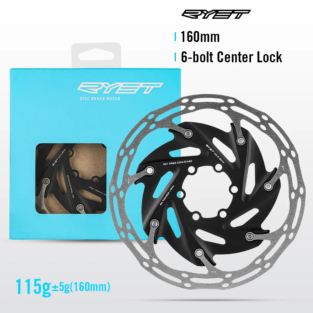 

RYET Disc Brake Rotor 140mm 160mm 6-Bolt CL Alloy Steel Lightweight for MTB Road Bike Floating Heat Resistant Cycling Components