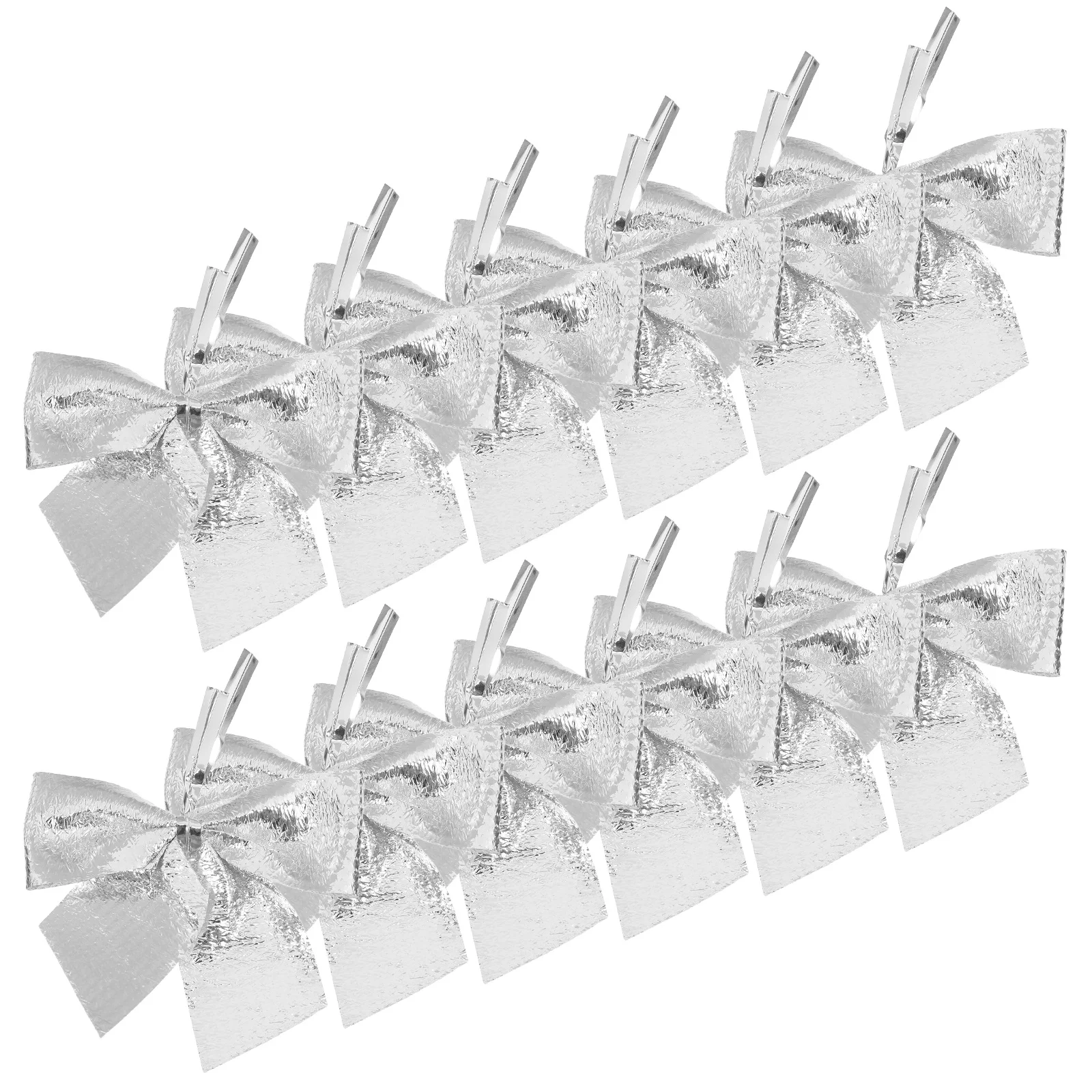 

12Pcs Glitter Christmas Ornaments Bow Knot Hanging Pendants for Tree Decor Holiday Party Wedding Home Office Xmas Bauble Silver