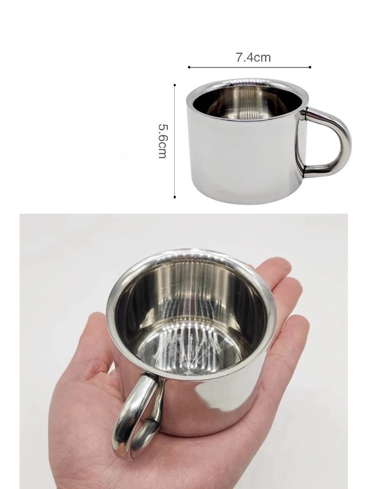 Material de aço inoxidável xícara de café de leite estilo simples moderno ao ar livre cafeteria varanda lounge caneca com alça 100-200ml