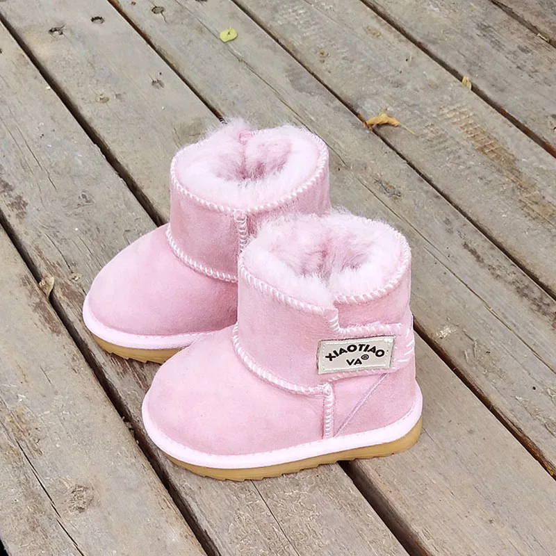 New Arrival Winter Baby Toddlers Shoes Children Boots Genuine Leather Snow Boots for Boys Girls Rabbit Fur Child's Shoes CSH519