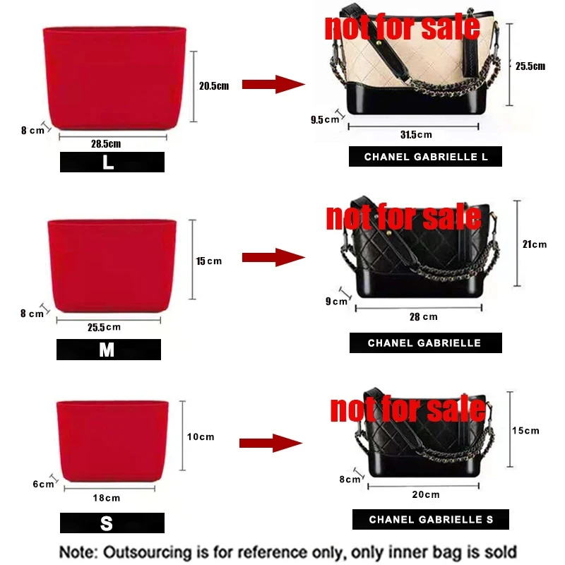 Felt Cloth Liner Bag For GABRIELLE Handbag Women Makeup Organizer Felt Insert Bag liner Travel Organizer Portable Cosmetic Bag