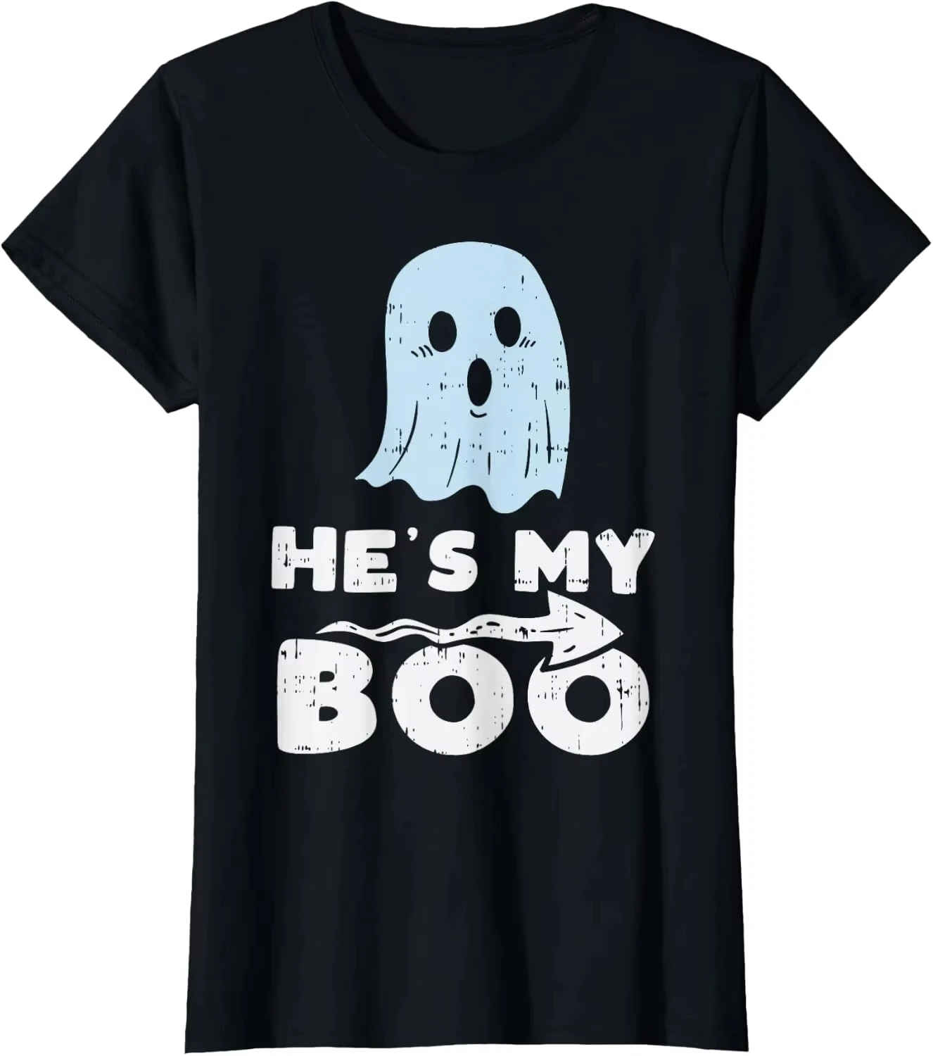 Hes/Shes My Boo Cute Matching Couple Halloween T-Shirt Women Men Short Sleeve Spooky Season Tops Girlfriend Boyfriend Tshirts