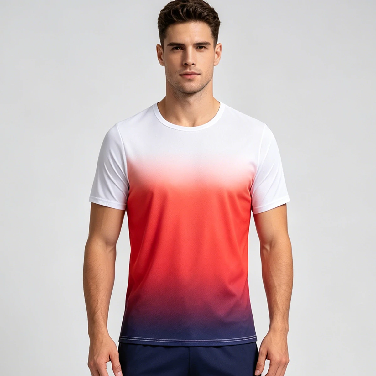 3-piece men's quick drying gradient multi-color combination short sleeved round neck comfortable casual T-shirt top for body sha
