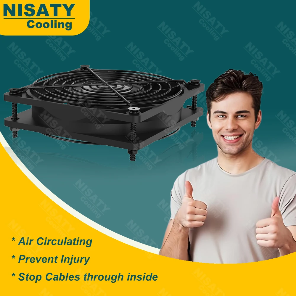 2PCS Metal Fan Grill Guard Black Steel Protective Mesh Cover for PC Cooling Fan Computer Case Server Cooling 40~200mm