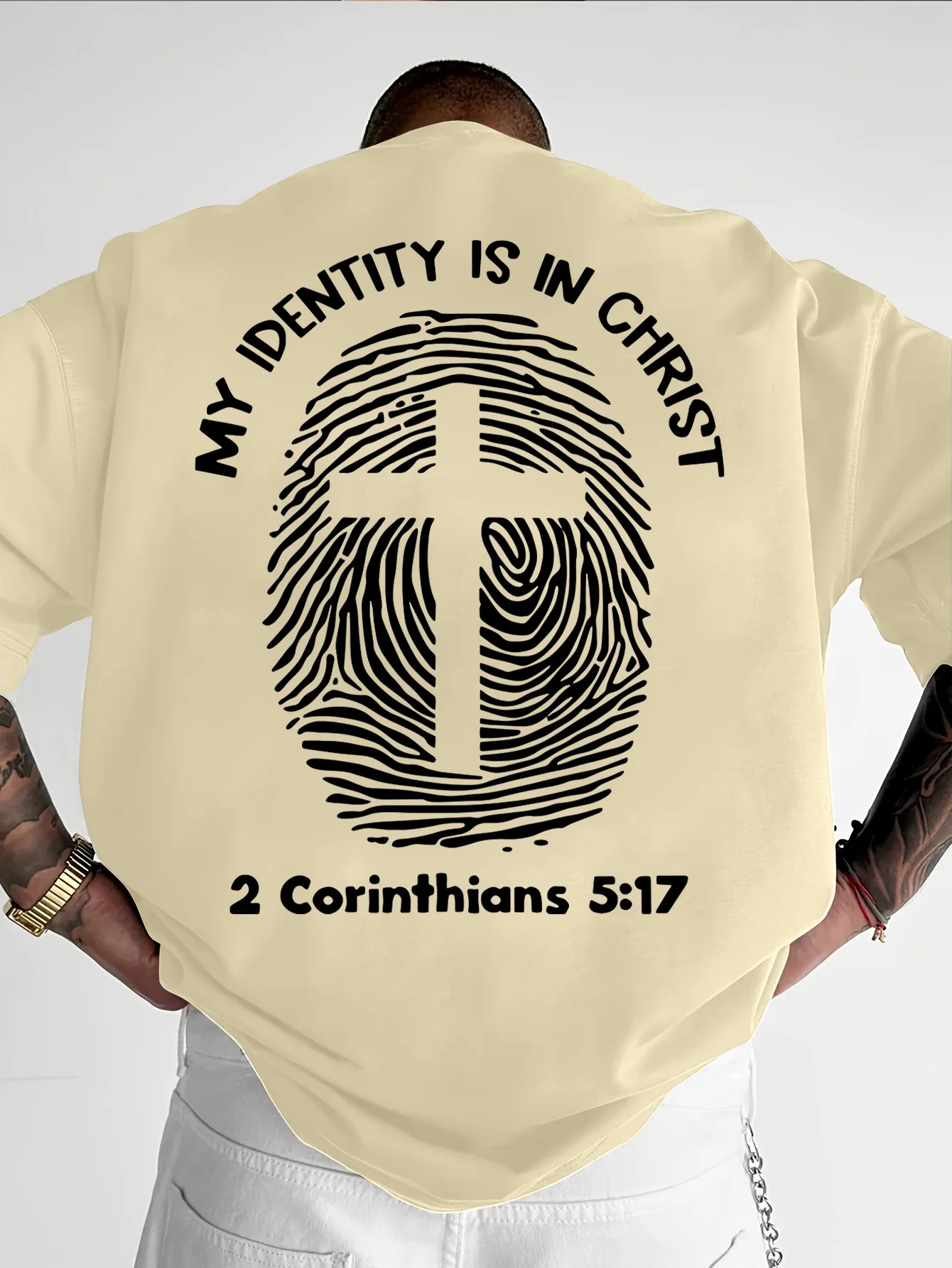 Faith Statement Tee with Fingerprint Cross and 