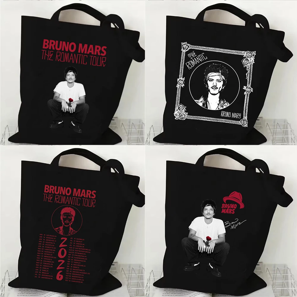 Bruno Mars The Romantic Tour 2026 Graphic Canvas Bag Shopping Tote