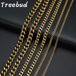 Treebud Fashion 3mm/5mm/7mm Cuban Chain Necklace Stainless Steel Men Women Thick Punk Chain Choker Hip-Pop Jewelry Dropshipping